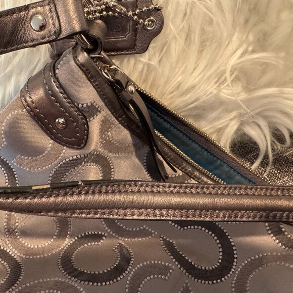Coach Signature Hobo Bag J1373-29124E Gray Silver Shiny Hangtag - Picture 15 of 15